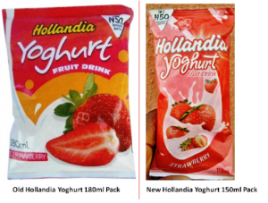 Old and New Hollandia Yoghurt Pack Sizes